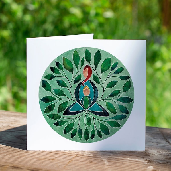 Celtic Knot Mother and Child with Leaves Greetings Card