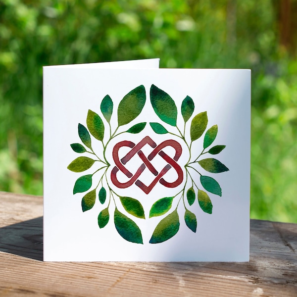 Celtic Love Knot Leaves Valentines Day Card