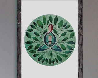 Celtic Knot Mother and Children/Grandmother with Leaves Print