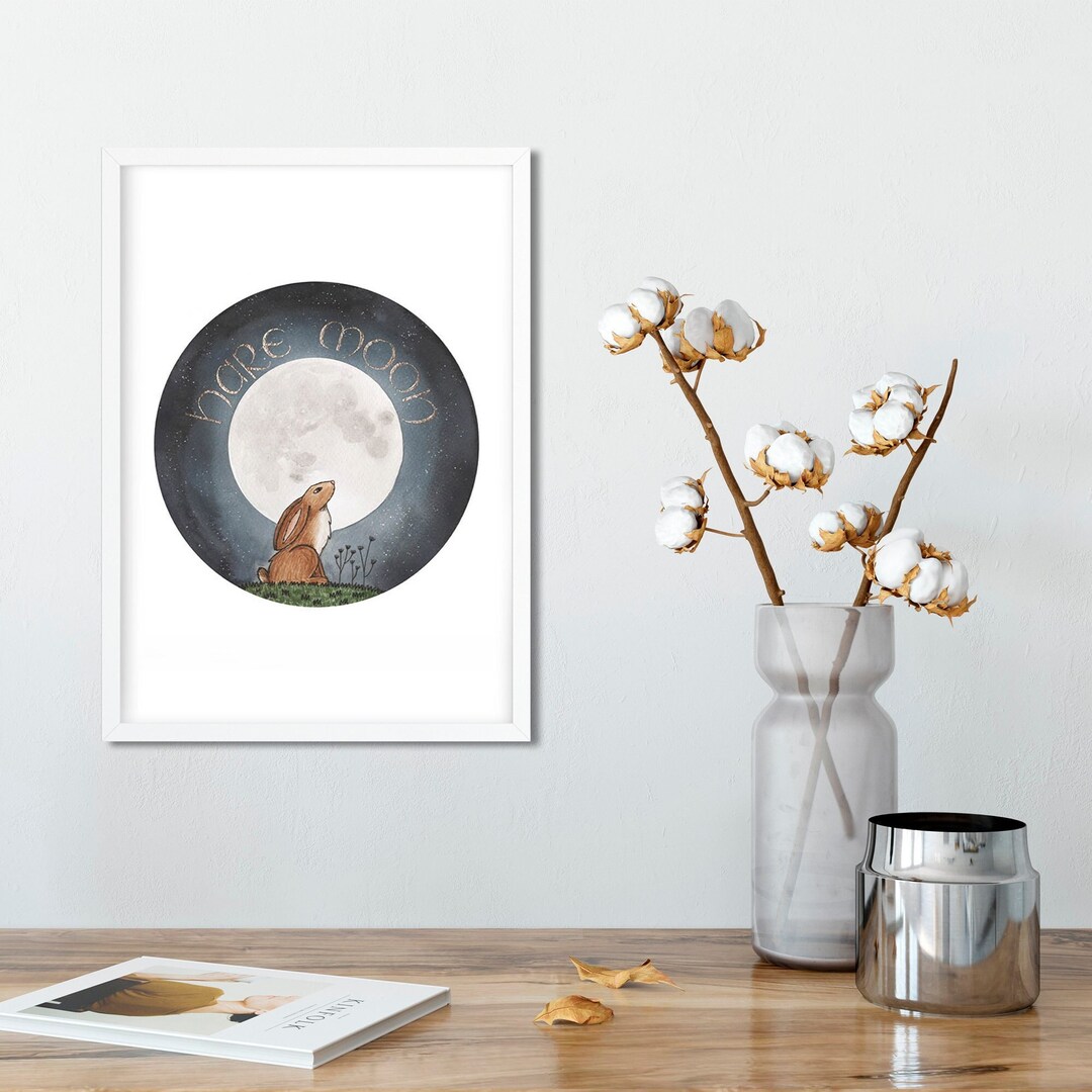 Full Moon Hare Downloadable Print - Etsy UK