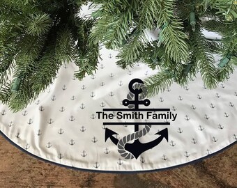 personalized anchor christmas tree skirt lined tree skirt navy blue anchors coastal christmas - Coastal Christmas Tree Skirt personalized anchor christmas tree skirt lined tree skirt navy blue anchors coastal christmas - Coastal Christmas Tree Skirt