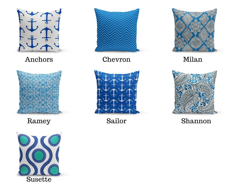 Outdoor Cobalt Blue Mix And Match Pillow Covers Bright Blue Etsy