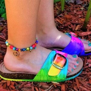 Be Soleful Tie-Dye Sandals for the Colorful Hippie! Available in women's size 7-10 and Made to Order!