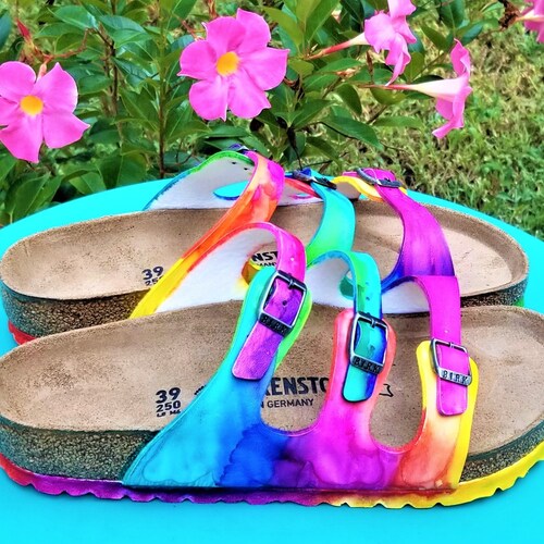 Be PRIDE Genuine Arizona Birkenstock Rainbow Tiedye Sandals Etsy