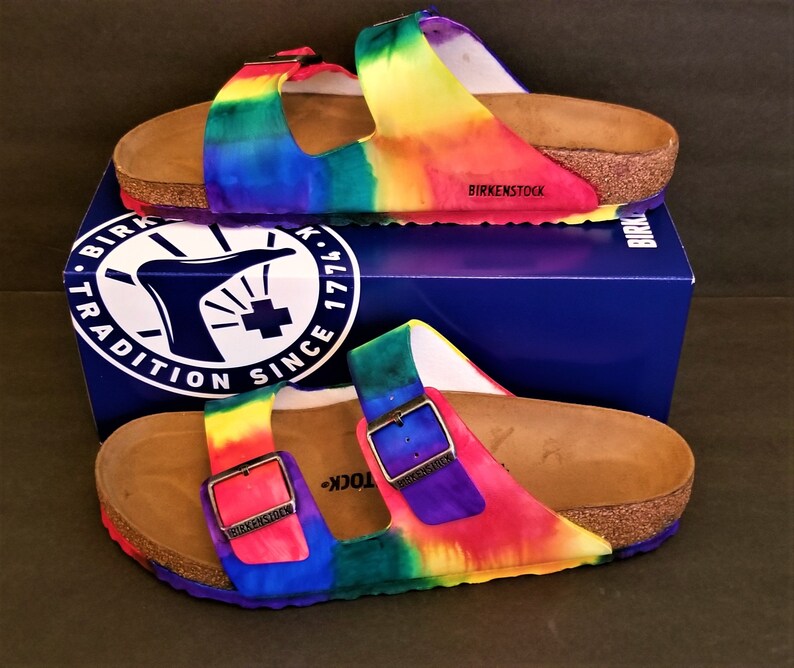 Be PRIDE Genuine Arizona Birkenstock Rainbow Tiedye Sandals Etsy