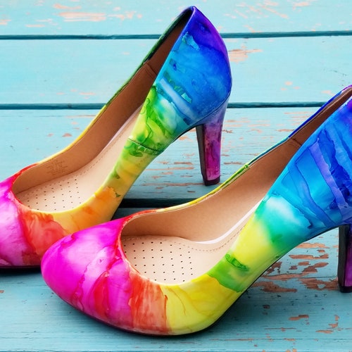 tie dye chunky heels