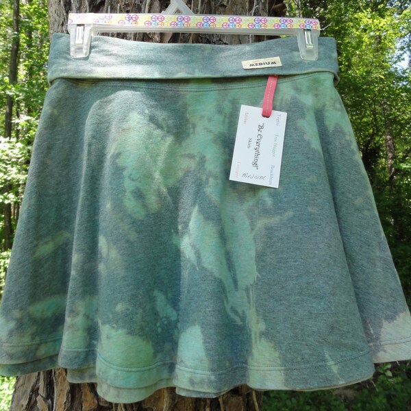 Be Everything!"Free Spirit" HandDyed Medium Yoga Maxi Skirt w/ gray/green tie-dye pattern. Wear over shorts, leggings & swimwear!