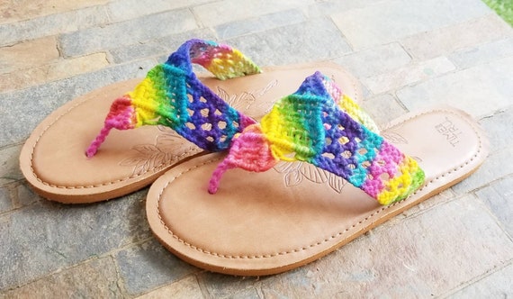 Be Bright! Crochet Tie Dye Sandals for the Colorful Hippie! Available in women's sizes 5 8 Be Bright! Crochet Tie Dye Sandals for the Colorful Hippie! Available in women's sizes 5 8