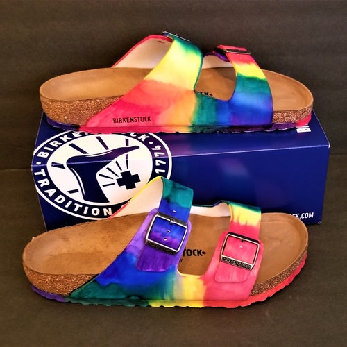 Be PRIDE Genuine Arizona Birkenstock Rainbow Tie-dye Sandals - Etsy