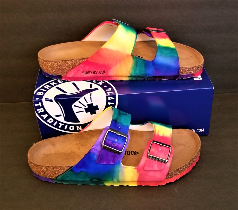 Be PRIDE Genuine Arizona Birkenstock Rainbow Tiedye Sandals Etsy