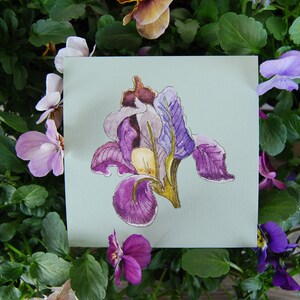 Romantic greeting card, Birthday card, flower card, watercolor, ink illustration, floral birthday card, watercolor painting, size 4x4 image 4