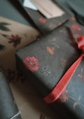 Florals on dark green wrapping paper, Gift Wrap, gift wrapping paper, Gift Warp, Wrapping paper, gift paper, floral wrapping paper, recycled product logo