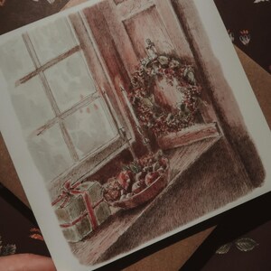 Cartão de Natal, clima de Natal, cartão de Natal em aquarela, cartão de Natal ilustrado, cartão de férias ilustrado, papelaria em aquarela