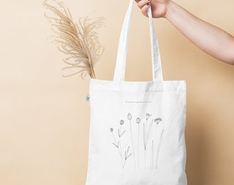 Organic graphical florals tote bag