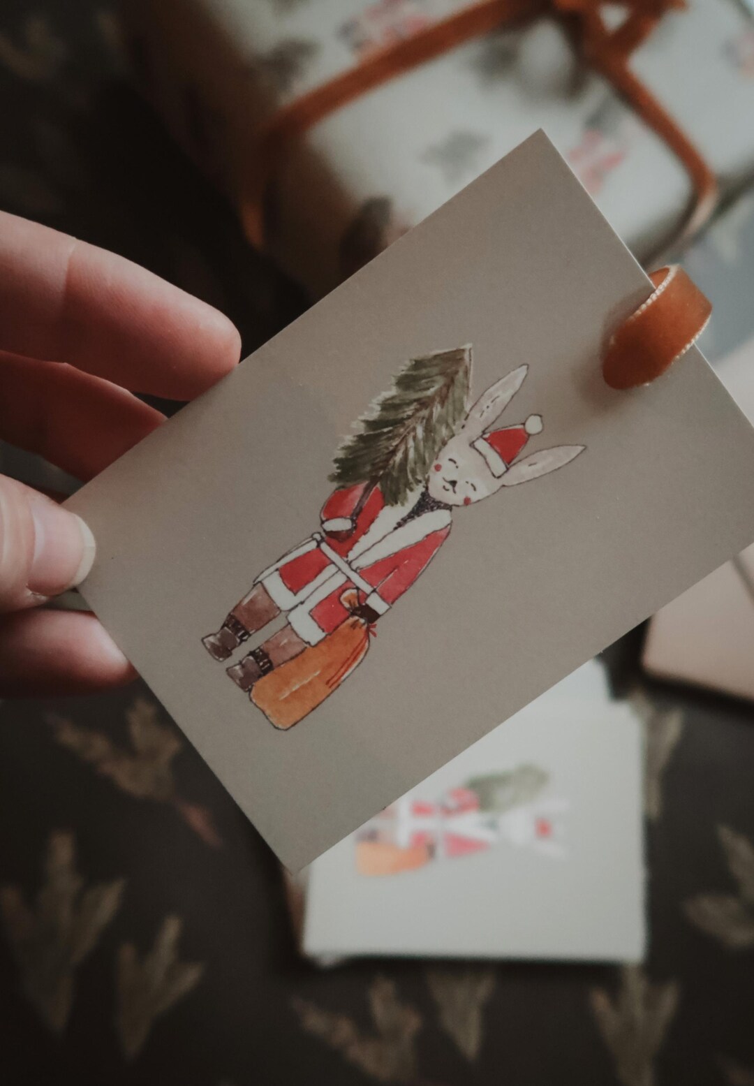 Adesivo Vintage Easter biglietto di auguri con coniglietto. Stile