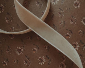 Cinta de terciopelo beige, cinta para envolver regalos (paquete de 2,5 m)