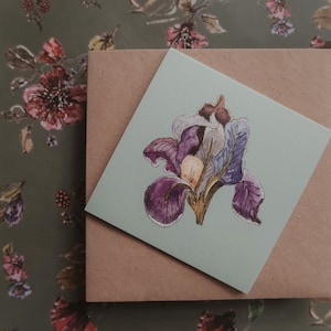 Carte de voeux romantique, carte d'anniversaire, carte de fleurs, aquarelle, illustration à l'encre, carte d'anniversaire florale, peinture à l'aquarelle, taille 4 x 4 po