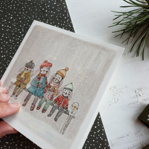 Christmas Card, Watercolor Christmas Card, Illustrated Christmas Card, Illustrated Holiday Card, Watercolor Stationery, Christmas present image 2