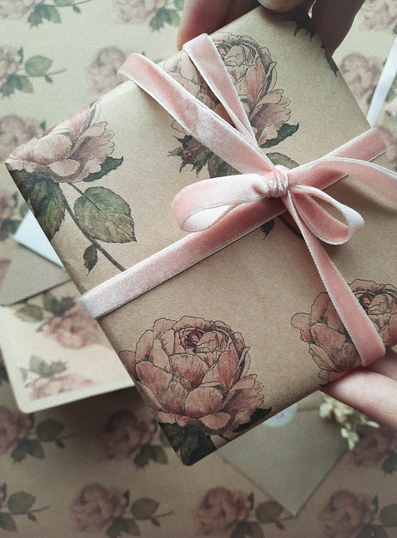 Vintage Rose Wrapping Paper, Gift Wrap, Wrapping, Rose Gift Warp, Wrapping  Paper, Gift Paper, Floral Wrapping Paper, Rose Recycled Wrappaper 