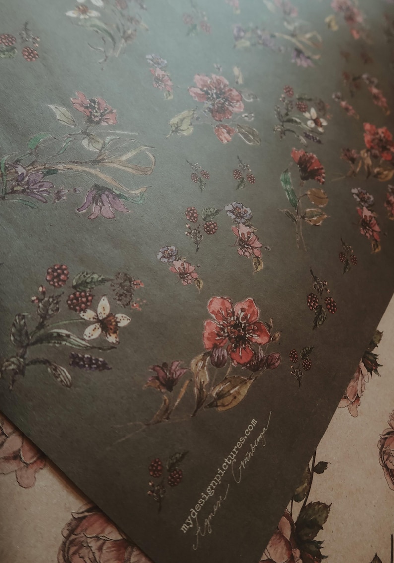 Flores sobre papel de regalo reciclado kraft gris oscuro, Papel de regalo, Papel de regalo, Papel de regalo reciclado, Papel de regalo, Papel de regalo floral imagen 6