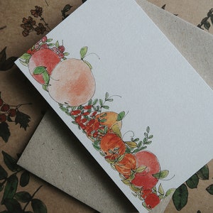 Grußkarte, Postkarte, Geburtstagskarte, Zeichnung Druck, Aquarell Druck, Original Geburtstagskarte, Äpfel Kunst, Aquarell Kunst, size 4 "x6"
