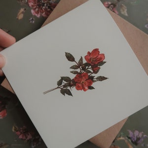 Rosas vermelhas, cartão floral, cartão romântico, cartão de arte de flores, cartão de aniversário, cartão ilustrado, rosas, presente para ela