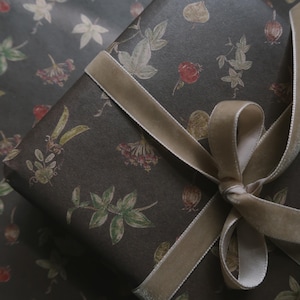 Botanical kraft Wrapping paper, Gift Wrap, Wrapping, Floral Gift Warp, Wrapping paper, gift paper, floral wrapping paper, recycled paper