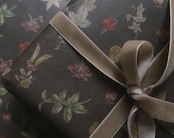 Botanical Kraft Gift Wrap, Recycled Paper, Floral Wrapping
