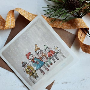 Christmas Card, Watercolor Christmas Card, Illustrated Christmas Card, Illustrated Holiday Card, Watercolor Stationery, Christmas present image 1
