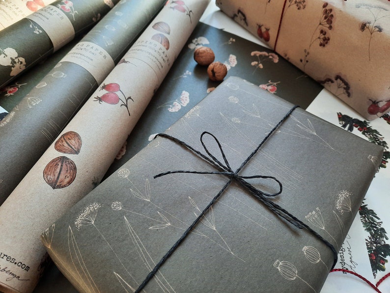Graphical Wrapping paperGift Wrap Rustic Wrapping Floral Etsy