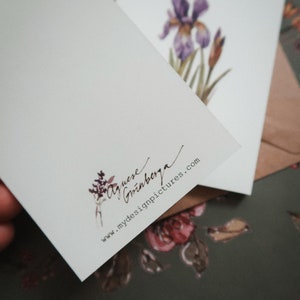 Blue hyacinth ,flower art card, gift tag, botanical art card, floral illustration print, floral card, hyacinth card, spring card, small card image 3