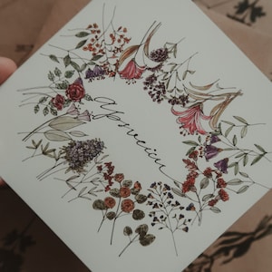 Carte de voeux florale, carte d'anniversaire florale, carte de voeux aquarelle, papeterie florale, carte romantique, carte de voeux botanique, félicitations