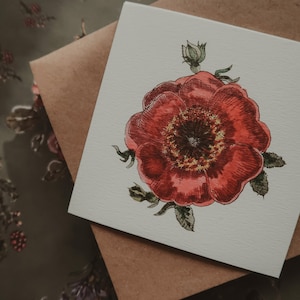 Romantische Grußkarte, romantische Geburtstagskarte, Druck, Aquarell, Tinte Illustration, Original Geburtstagskarte, Aquarellmalerei, Größe 10x10 cm