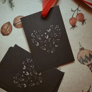 Carte de vœux, carte d’art fleur, étiquette cadeau, carte d’art botanique, impression d’illustration florale, cœur floral, carte romantique, carte d’amour, taille 3 « x 4 »
