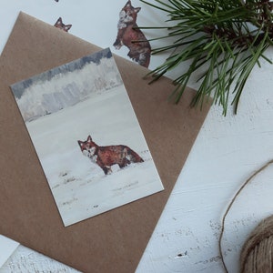 Carte de Noël, Carte de Noël aquarelle, Carte de Noël illustrée, Carte de Vacances illustrée, Papeterie aquarelle, petite carte, étiquette cadeau
