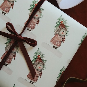 Christmas Wrapping paper, Christmas Gift Wrap, Rustic Christmas Wrap, Watercolour Christmas Gift Warp, Xmas Wrapping paper, hedgehog wrap