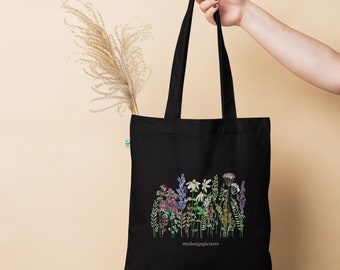 Organic floral tote bag