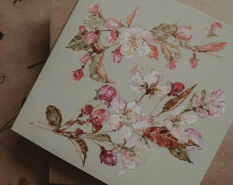Carte de voeux florale, carte d'anniversaire florale, carte de voeux aquarelle, papeterie florale, carte de fleurs, carte de voeux botanique, carte de printemps