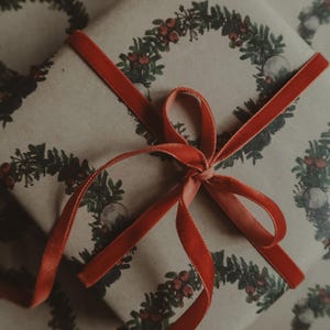 Papier d'emballage de guirlande de Noël, emballage cadeau de Noël, emballage de Noël rustique, chaîne cadeau de Noël aquarelle, papier d'emballage de Noël, cadeau