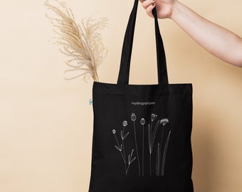 Organic black graphical tote bag