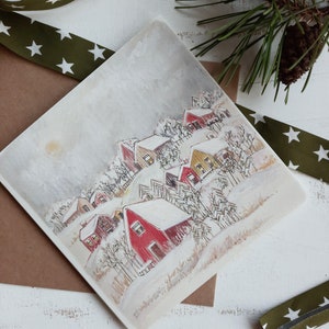 Carte de Noël, Carte de Noël Aquarelle, Carte de Noël illustrée, Carte de Noël illustrée, Papeterie aquarelle, Cadeau de Noël