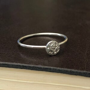 Sterling Silver Tiny Full Moon Ring, Celestial Stacking Ring, Moon Jewellery, Birthday Gift for Her, Dainty Silver Promise Ring, Skinny Ring