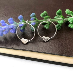 Sterling Silver Small Heart Hoop Earrings: Birthday Gift For Girlfriend