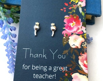 Sterling Silver Poppy Seed Earrings, Thank You Teacher Gift, Nursery Teaching Assistant Gift, Teacher Gift, Flower Jewellery, Leaving Gifts