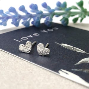 Sterling Silver Heart Earrings, Dainty Valentine’s Day Jewellery Gift for Her, Gift For Girlfriend