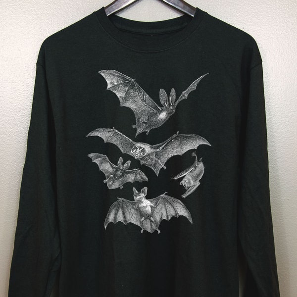 Gothic Long Sleeve T Shirt | Witchy clothing Pastel goth Dark grunge Tumblr aesthetic Halloween Vampire Bat Vintage | Release the Bats