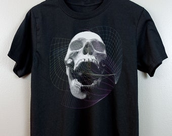 Steamwave Kurzarm T-Shirt | Cyberpunk Ästhetische Kleidung Schädel Weich Grunge 90er Jahre Retrowave Futuristisch Pastell Goth Tumblr | Post-Leben