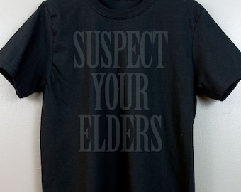 Black on black Short-Sleeve T Shirt | Gothic Nu goth All Black Everything Emo clothing Soft grunge Murdered out | Suspect Your Elders