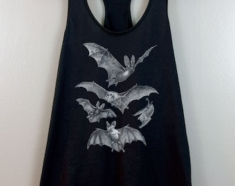Gothic Womens Racerback Tank Top Shirt | Witchy clothing Pastel goth Dark grunge Tumblr aesthetic Halloween Vampire Bat | Release the Bats