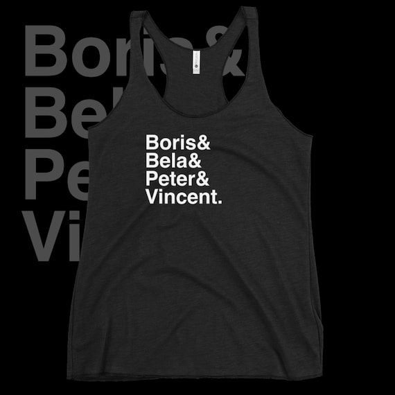 Classic Horror Racerback Tank Top, Pastel Goth (Loose Fit) | Boris. Bela. Peter. Vincent.